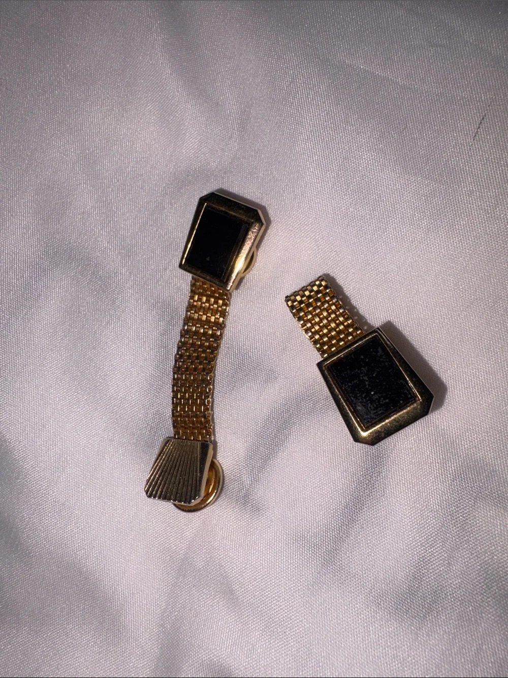 Gold-Tone Black Onyx Cufflinks and Shirt Studs Set